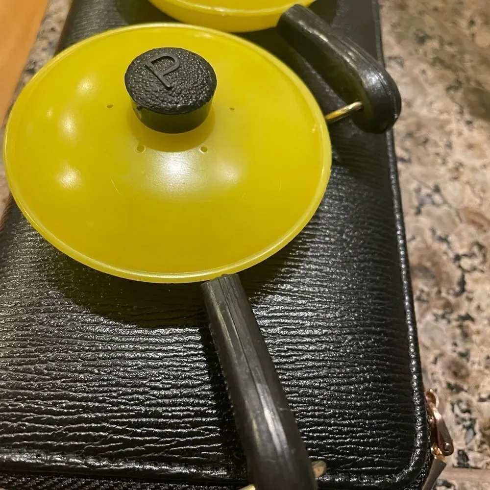 Vintage Yellow Frying Pan Salt and Pepper Shakers Hong Kong